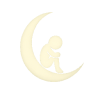 Child curled on crescent moon